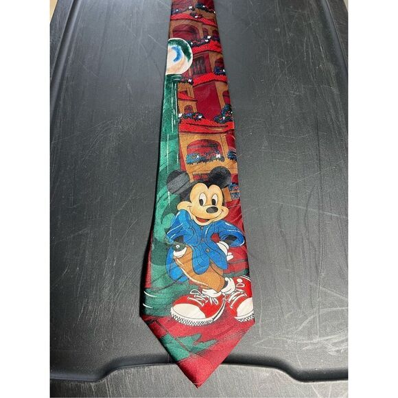 Vintage 90s Disney Mickey Mouse Festive Tie - Picture 1 of 5